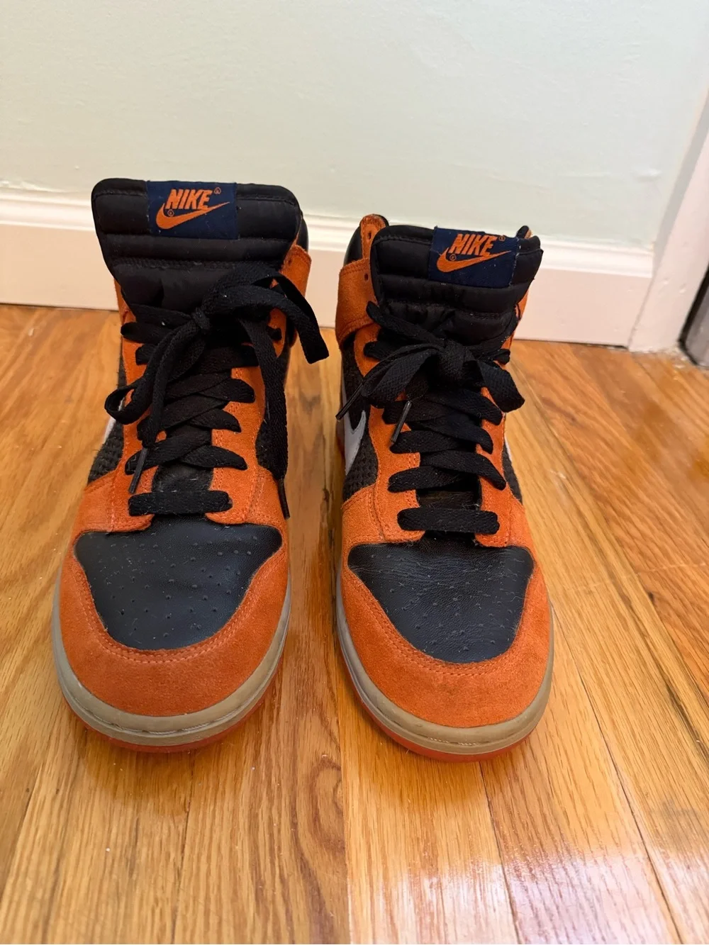 Nike High-Top Sneakers in Orange, Black & White